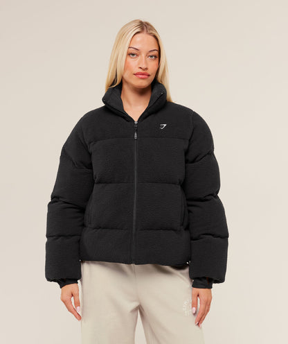 Women's Gymshark Sherpa Puffer Jacket Black