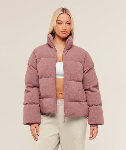 Women's Gymshark Sherpa Puffer Jacket Chestnut Pink