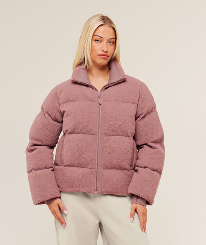 Women's Gymshark Sherpa Puffer Jacket Chestnut Pink