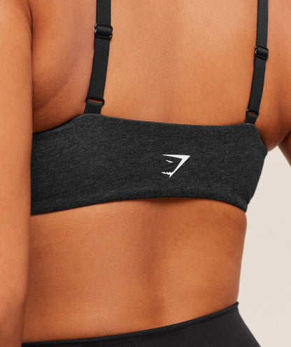 Women's Gymshark Cotton Twist Front Bralette Bros Midnight Black Marl