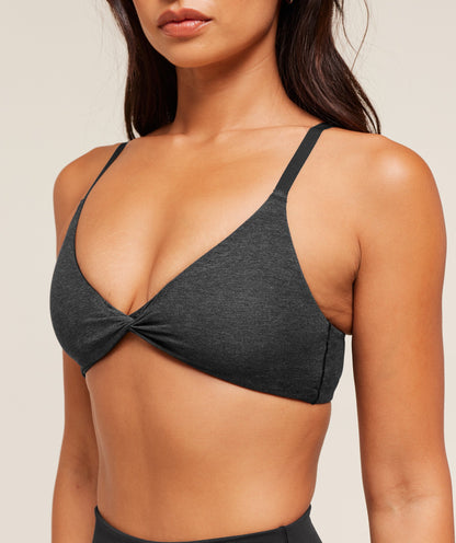 Women's Gymshark Cotton Twist Front Bralette Bros Midnight Black Marl
