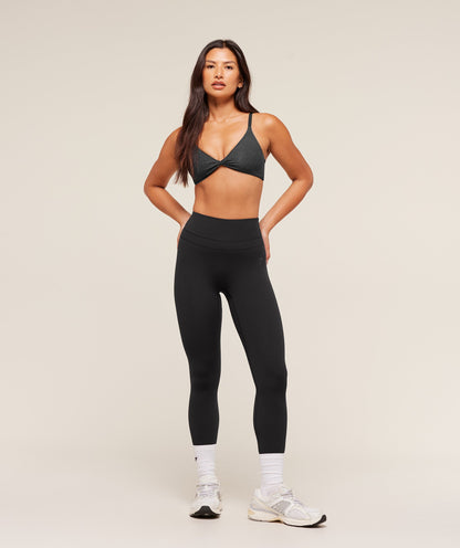 Women's Gymshark Cotton Twist Front Bralette Bros Midnight Black Marl