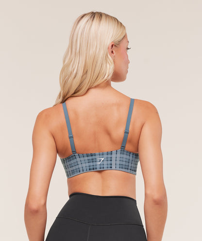 Women's Gymshark Printed Twist Front Bralette Denim Grey