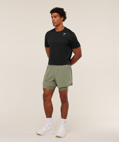 Gymshark Running 4" 2In1 Shorts Base Green