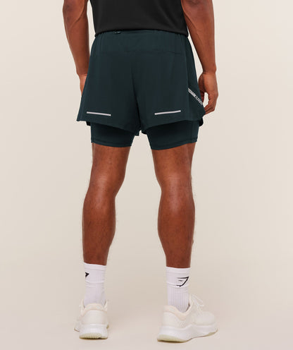 Gymshark Running 4" 2In1 Shorts Deep Petrol Blue