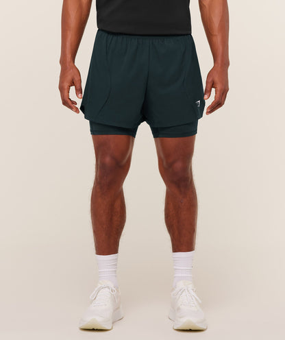 Gymshark Running 4" 2In1 Shorts Deep Petrol Blue