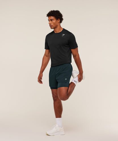 Gymshark Running 4" 2In1 Shorts Deep Petrol Blue