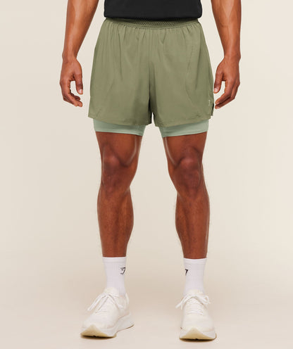 Gymshark Running 4" 2In1 Shorts Grounded Green
