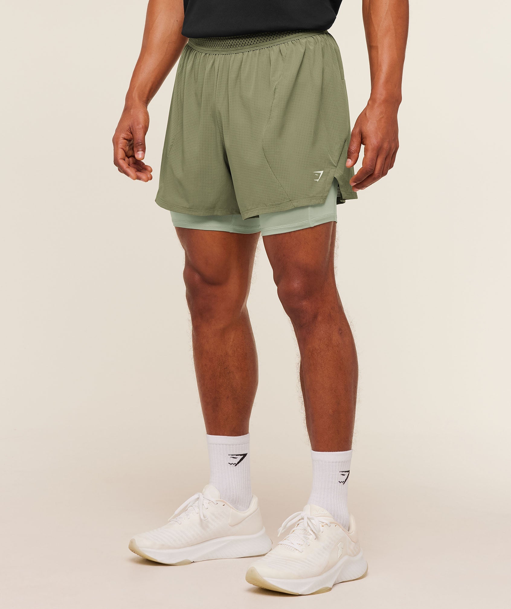 Gymshark Running 4" 2In1 Shorts Grounded Green