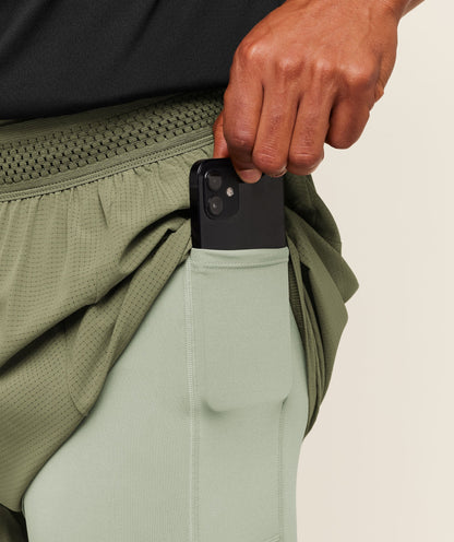 Gymshark Running 4" 2In1 Shorts Grounded Green