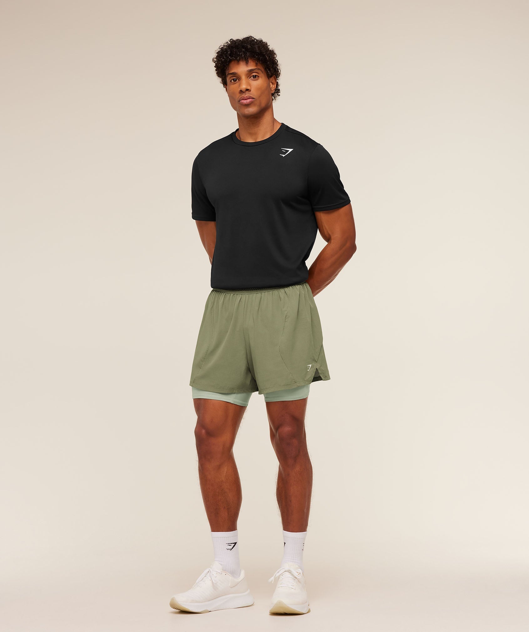 Gymshark Running 4" 2In1 Shorts Grounded Green