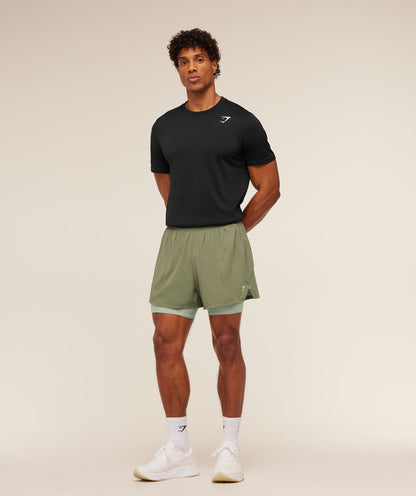 Gymshark Running 4" 2In1 Shorts Grounded Green