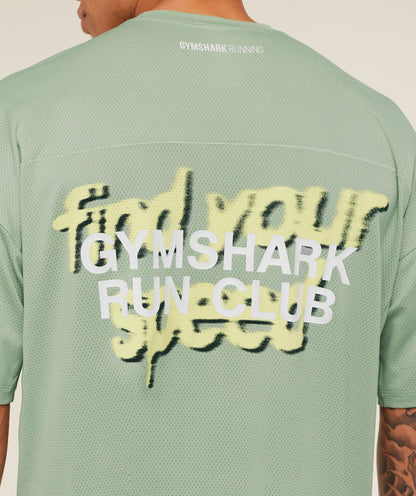 Gymshark Running Graphic T-Shirt Gs Haze Green