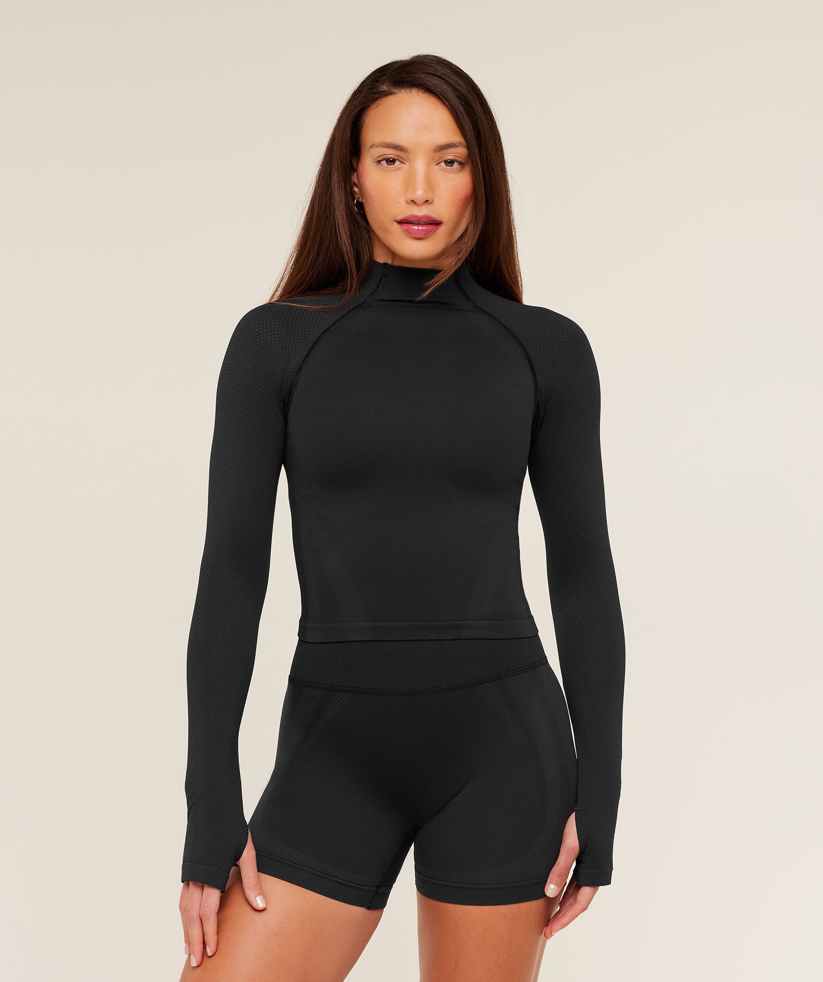 Women's Gymshark Weekend Seamless Long Sleeve Top Gs Black