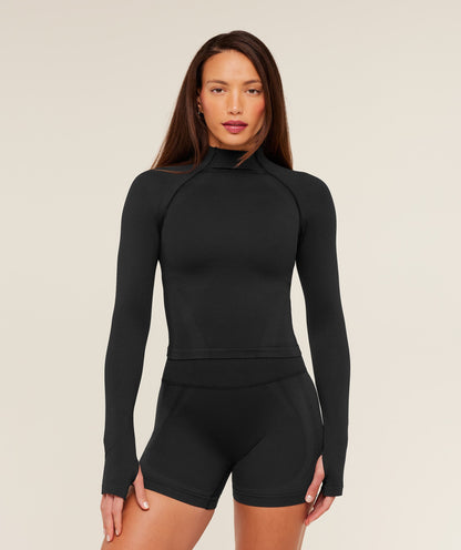 Women's Gymshark Weekend Seamless Long Sleeve Top Gs Black