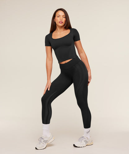 Women's Gymshark Weekend Seamless Short Sleeve Top Gs Black