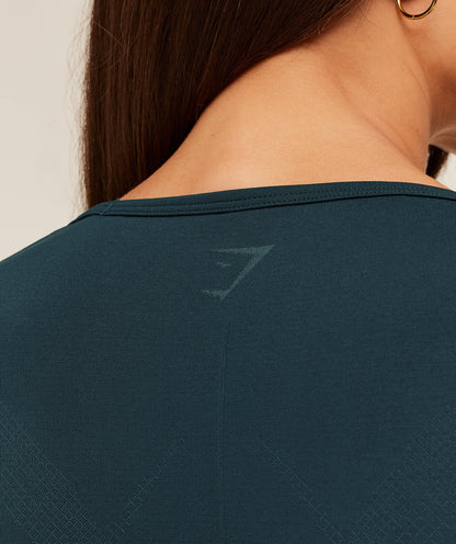 Women's Gymshark Weekend Seamless Short Sleeve Top Deep Petrol Blue