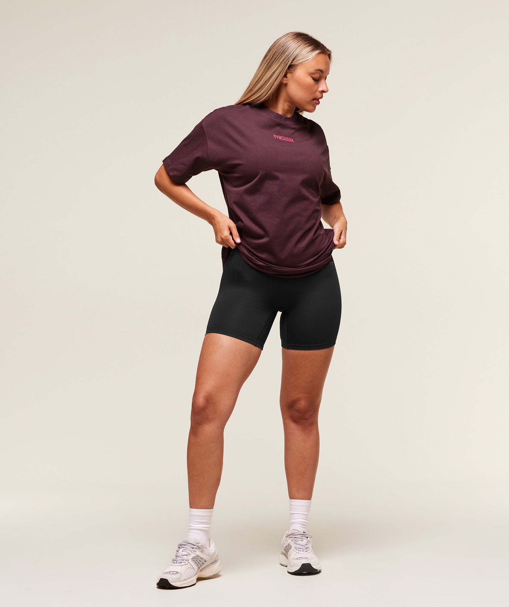 Women's Gymshark Block Oversized T-Shirt Cherry Purple – Kicks Machine
