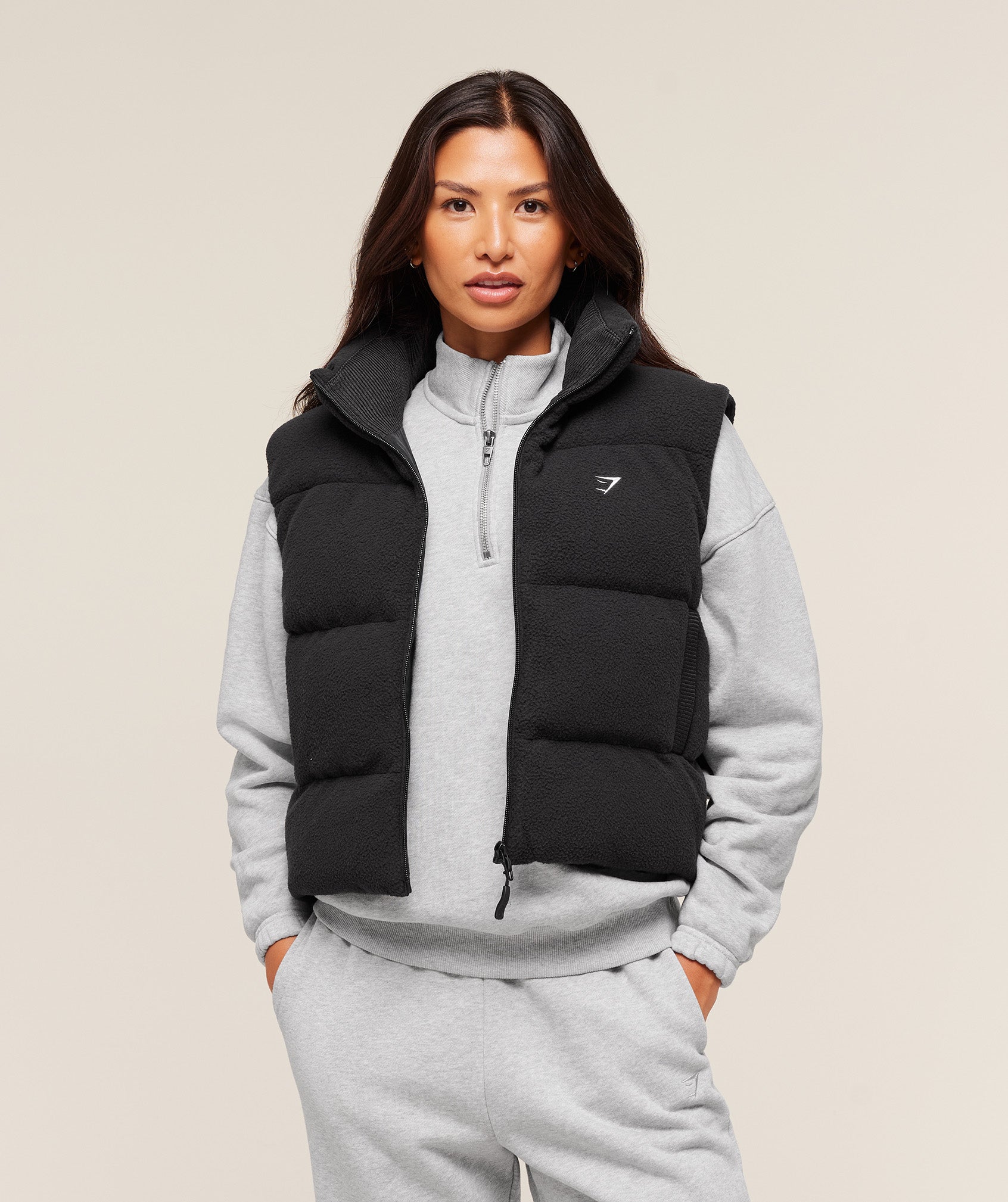 Women's Gymshark Borg Puffer Vest Black
