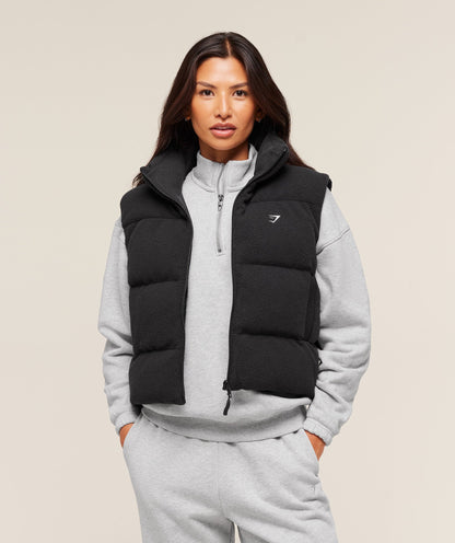 Women's Gymshark Borg Puffer Vest Black