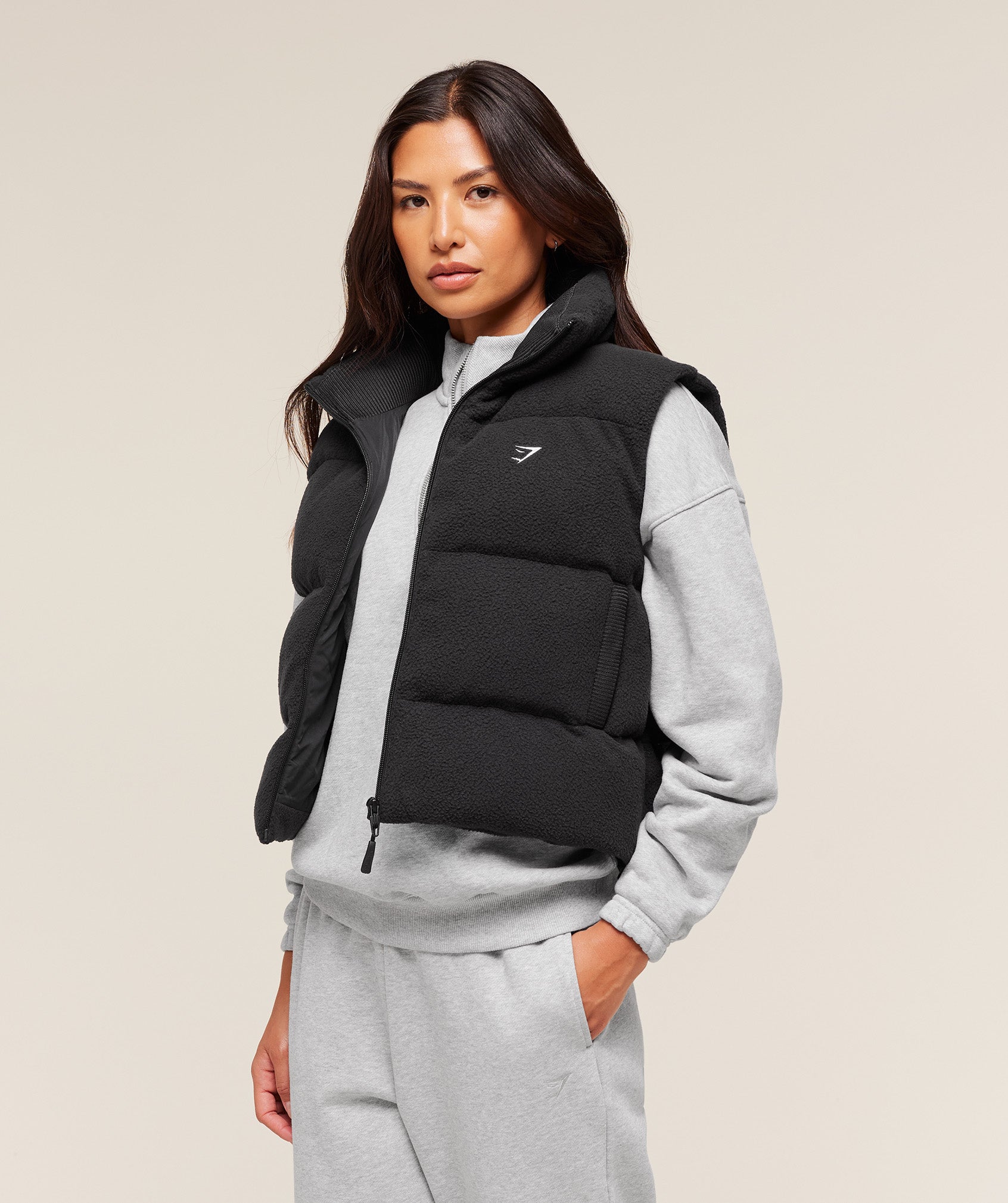 Women's Gymshark Borg Puffer Vest Black