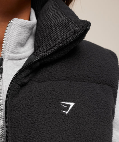 Women's Gymshark Borg Puffer Vest Black