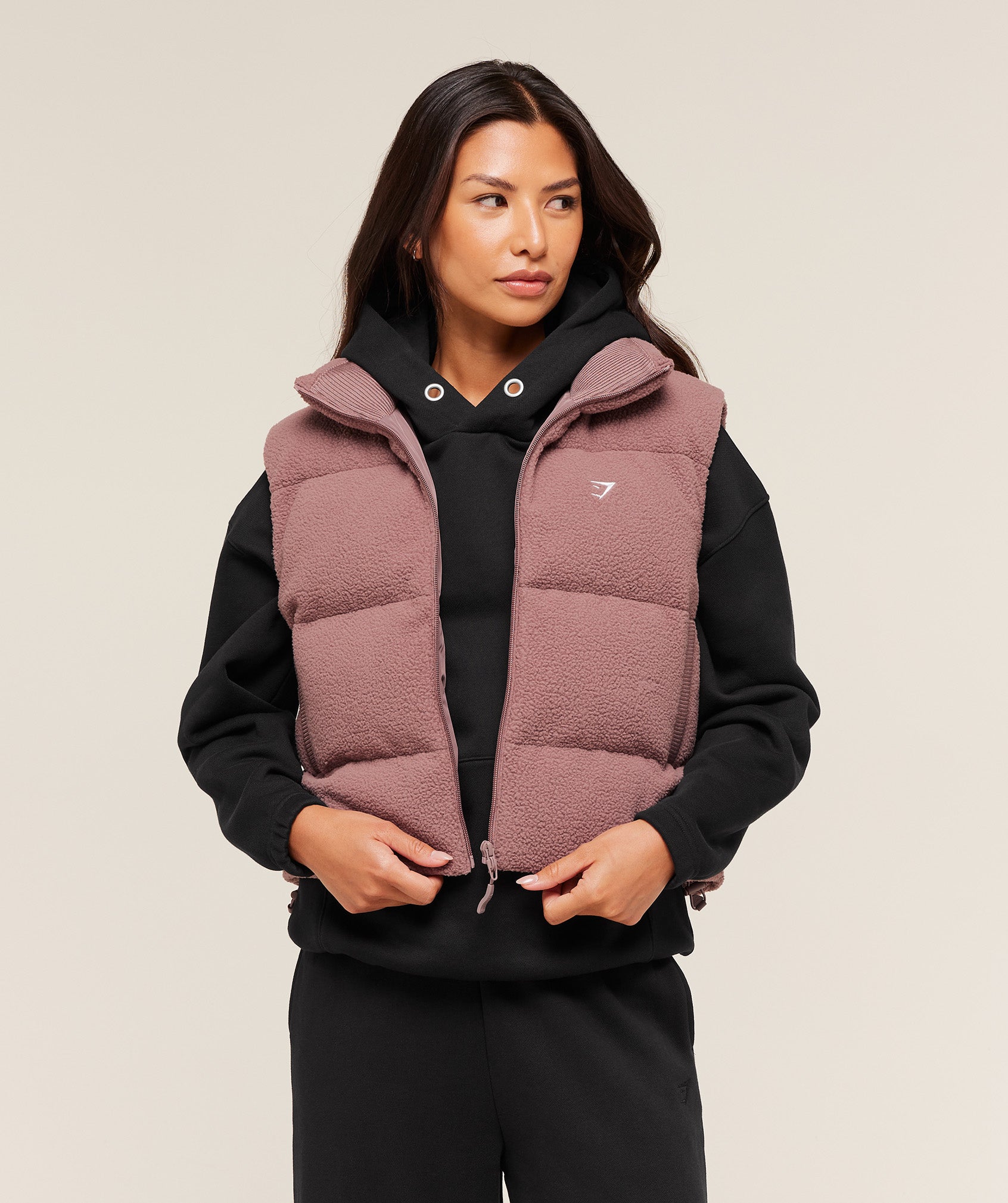Women's Gymshark Borg Puffer Vest Chestnut Pink