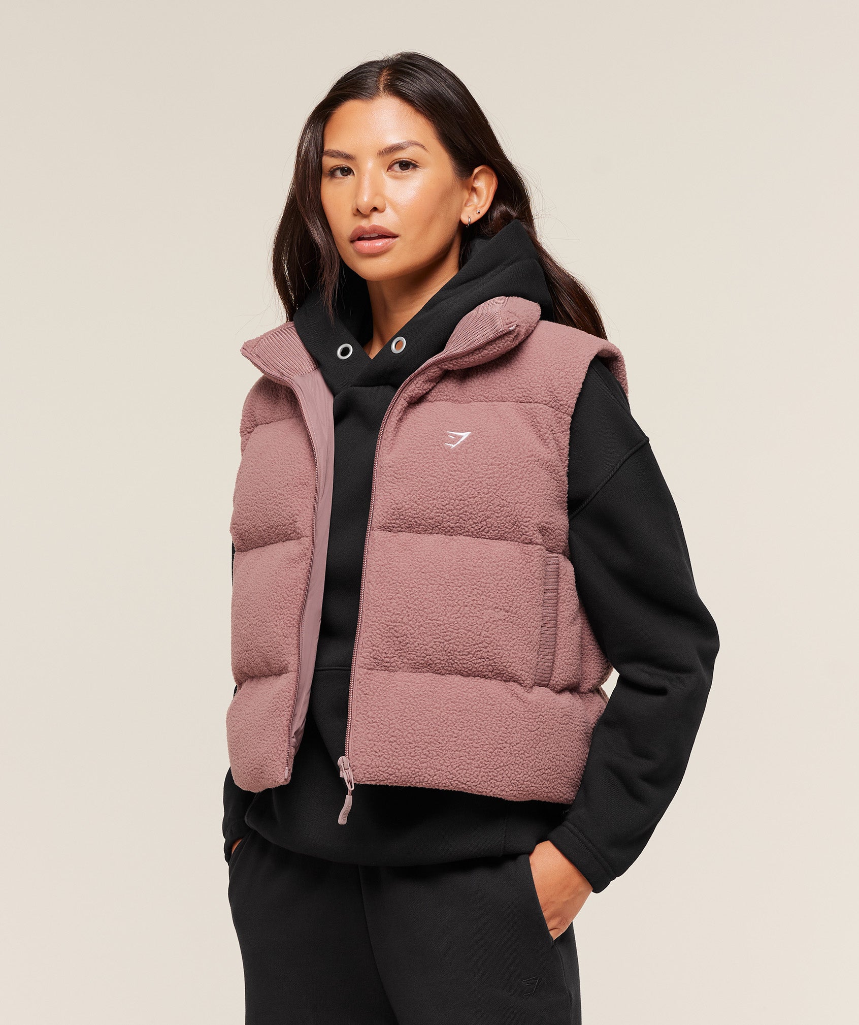 Women's Gymshark Borg Puffer Vest Chestnut Pink