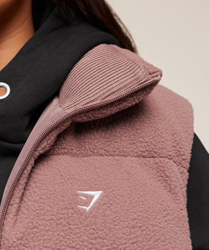 Women's Gymshark Borg Puffer Vest Chestnut Pink