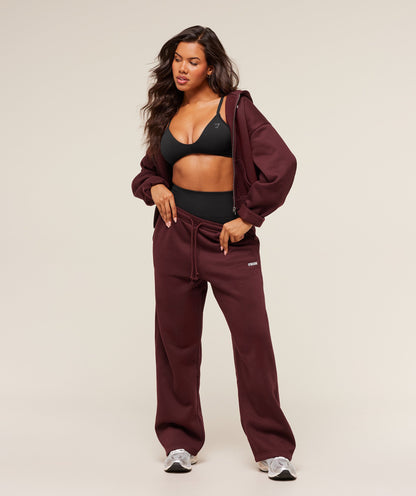 Women's Gymshark Cosy Luxe Straight Leg Regular Joggers Rich Maroon