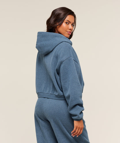 Women's Gymshark Cosy Luxe Zip Through Hoodie Compound Blue Marl