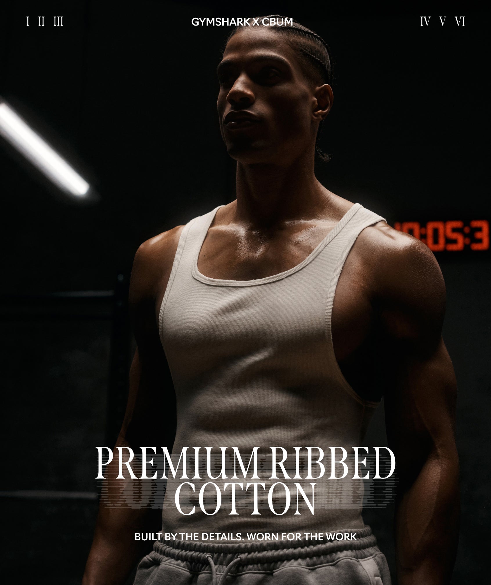 Gymshark Gymshark X Cbum Ribbed Tank Bros Stone Grey Marl