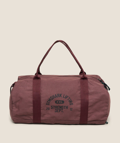 Gymshark Strength Dept Canvas Duffle Bag Burgundy Brown