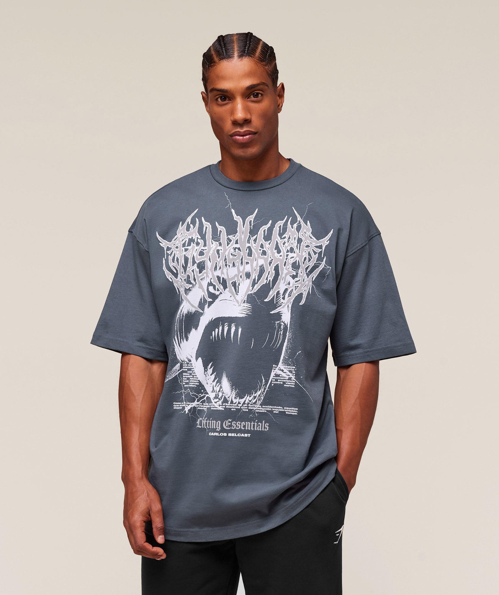 Gymshark Carlos Belcast X Rest Day Essential T-Shirt Titanium Blue