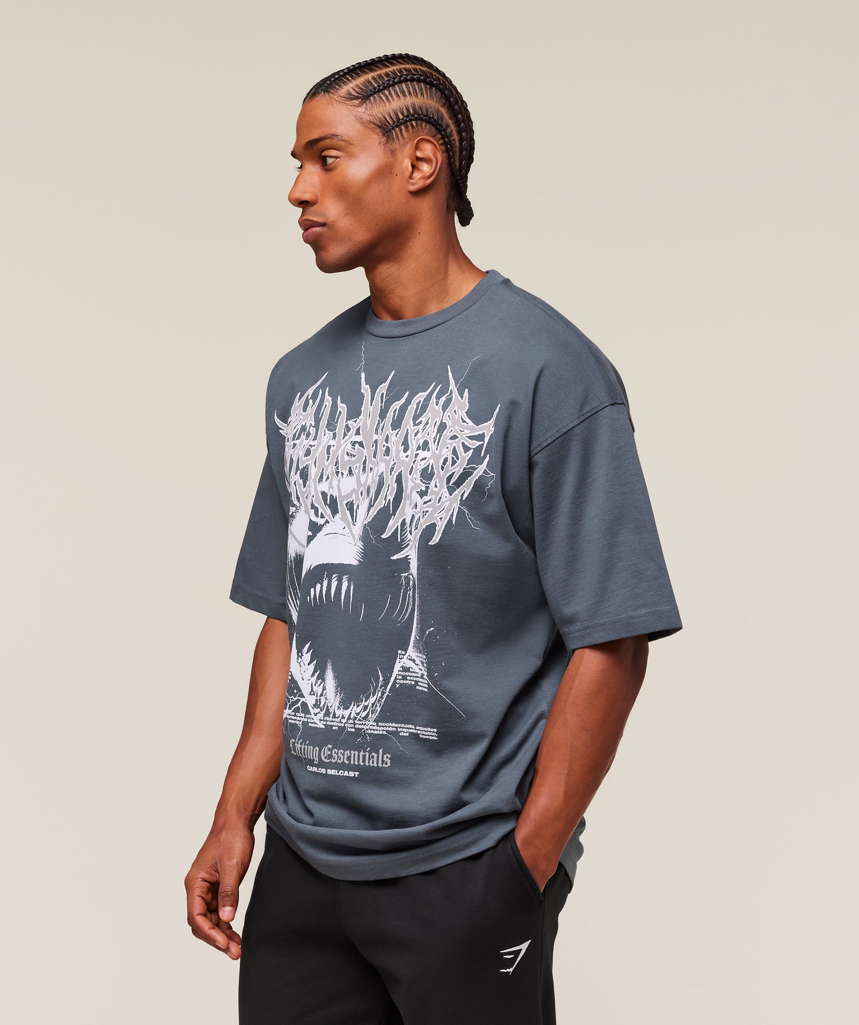 Gymshark Carlos Belcast X Rest Day Essential T-Shirt Titanium Blue