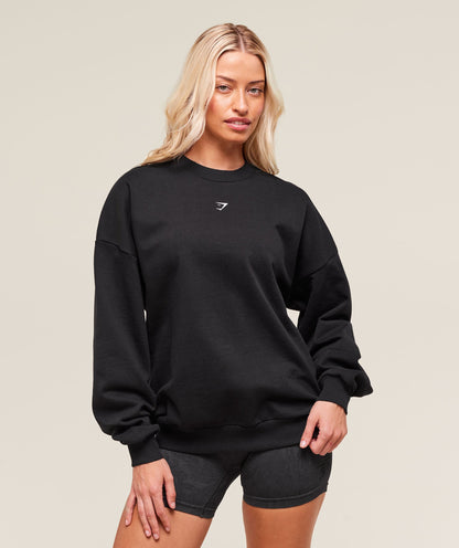Women's Gymshark Cherry Graphic Oversized Sweatshirt Black
