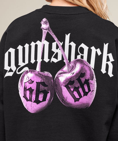 Women's Gymshark Cherry Graphic Oversized Sweatshirt Black