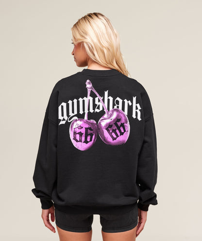 Women's Gymshark Cherry Graphic Oversized Sweatshirt Black