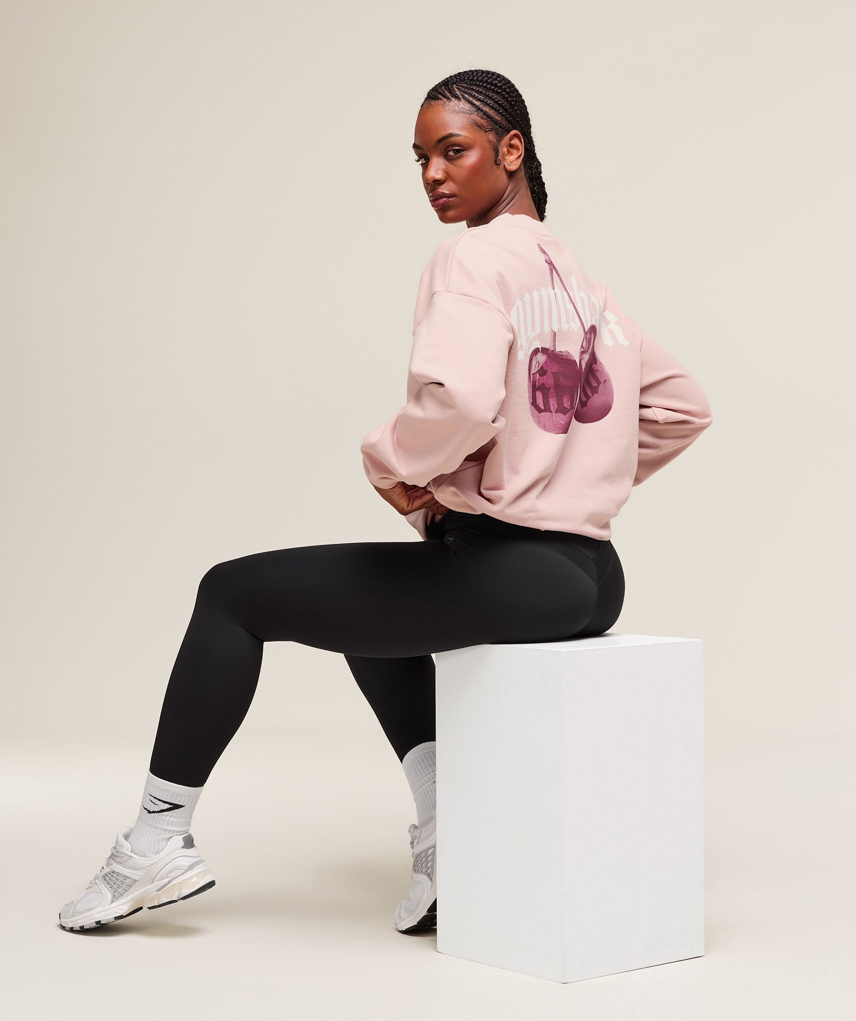 Women's Gymshark Cherry Graphic Oversized Sweatshirt Lift Pink