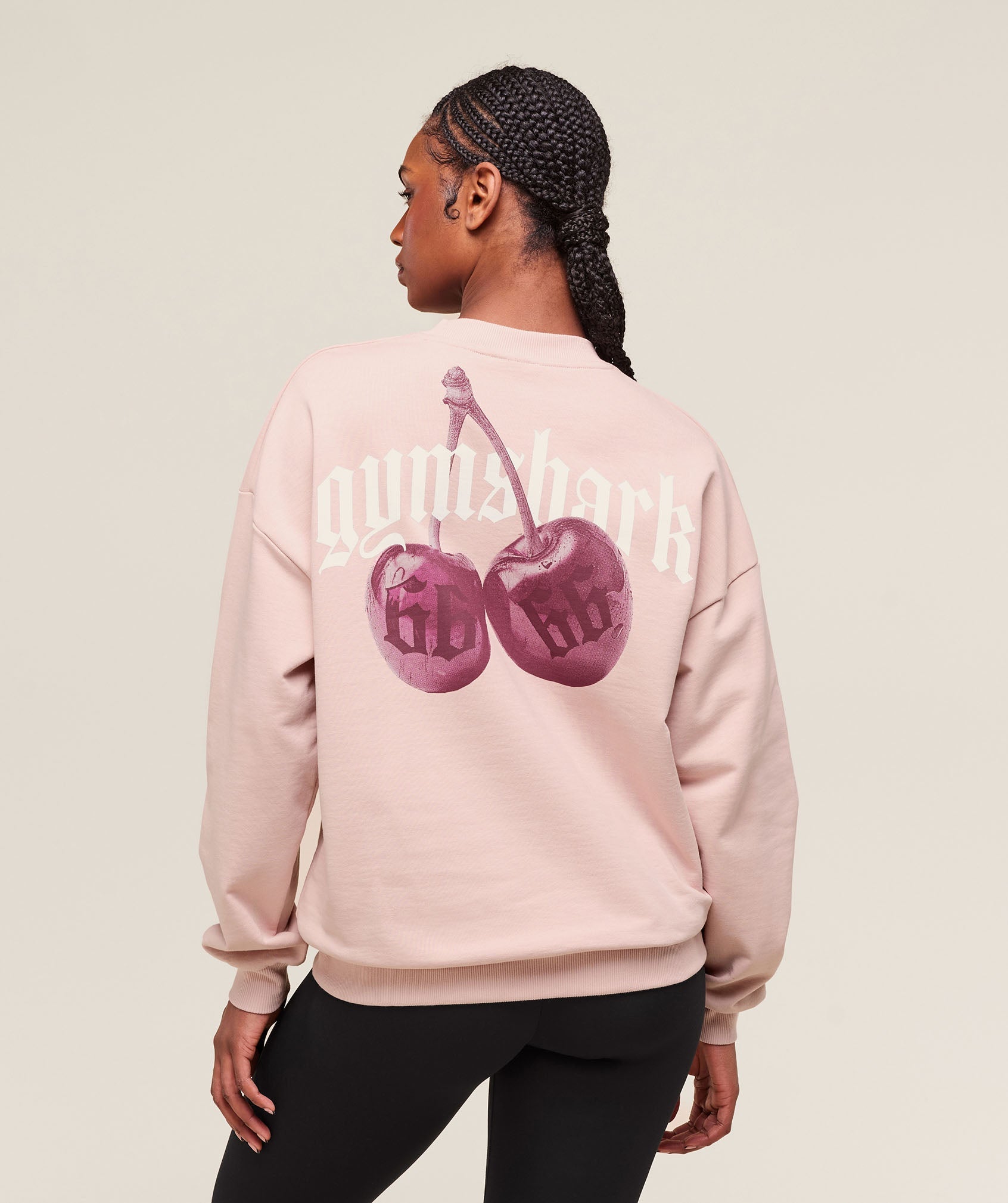 Women's Gymshark Cherry Graphic Oversized Sweatshirt Lift Pink