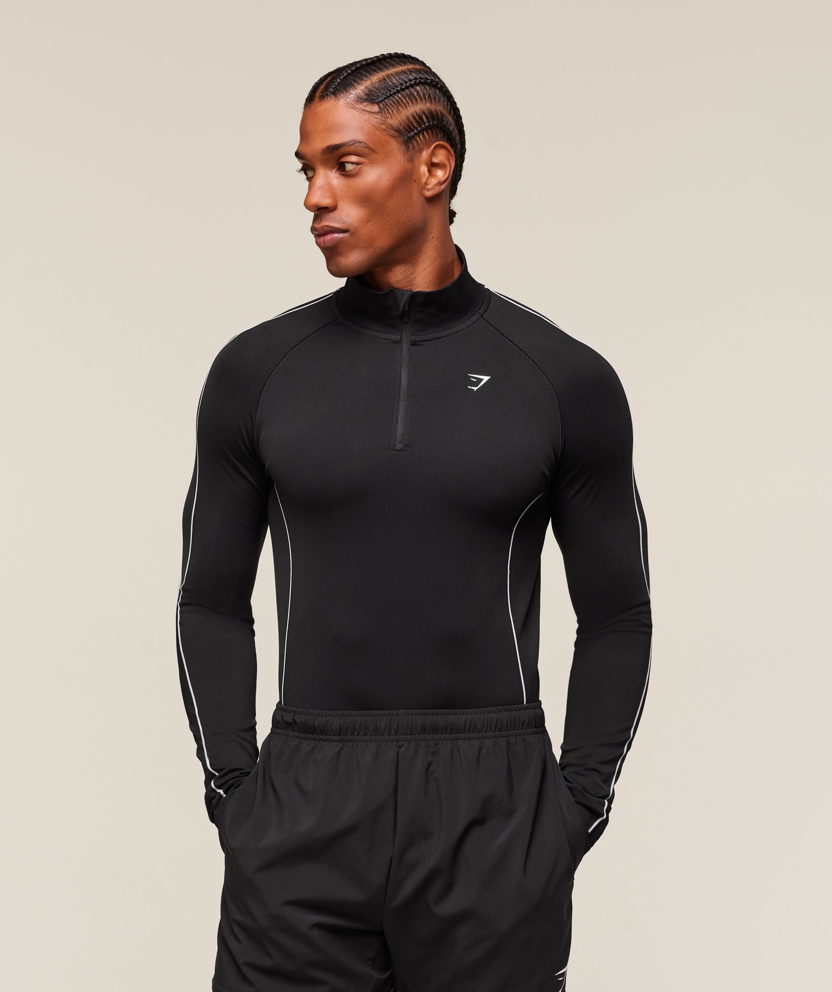 Gymshark Clean Contour Seamless 1/4 Zip Black
