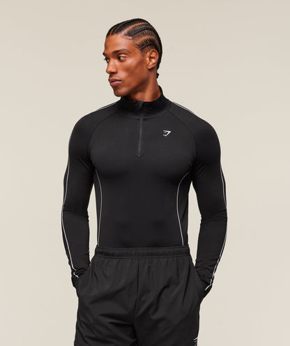 Gymshark Clean Contour Seamless 1/4 Zip Black