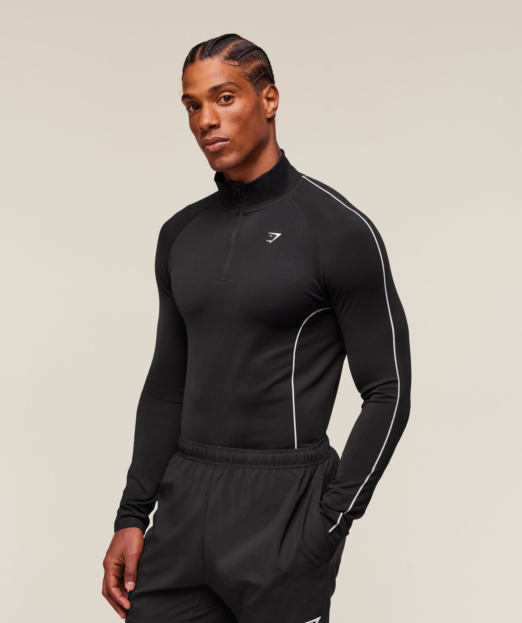 Gymshark Clean Contour Seamless 1/4 Zip Black
