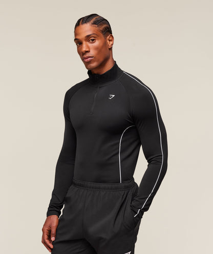 Gymshark Clean Contour Seamless 1/4 Zip Black