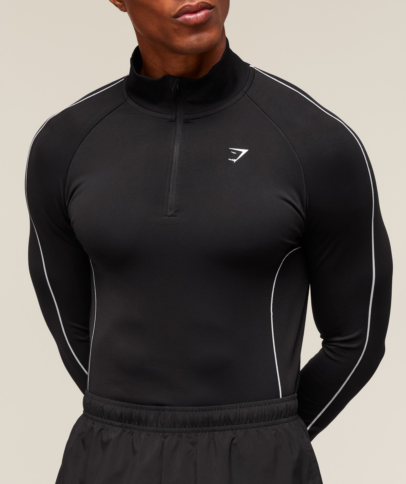 Gymshark Clean Contour Seamless 1/4 Zip Black