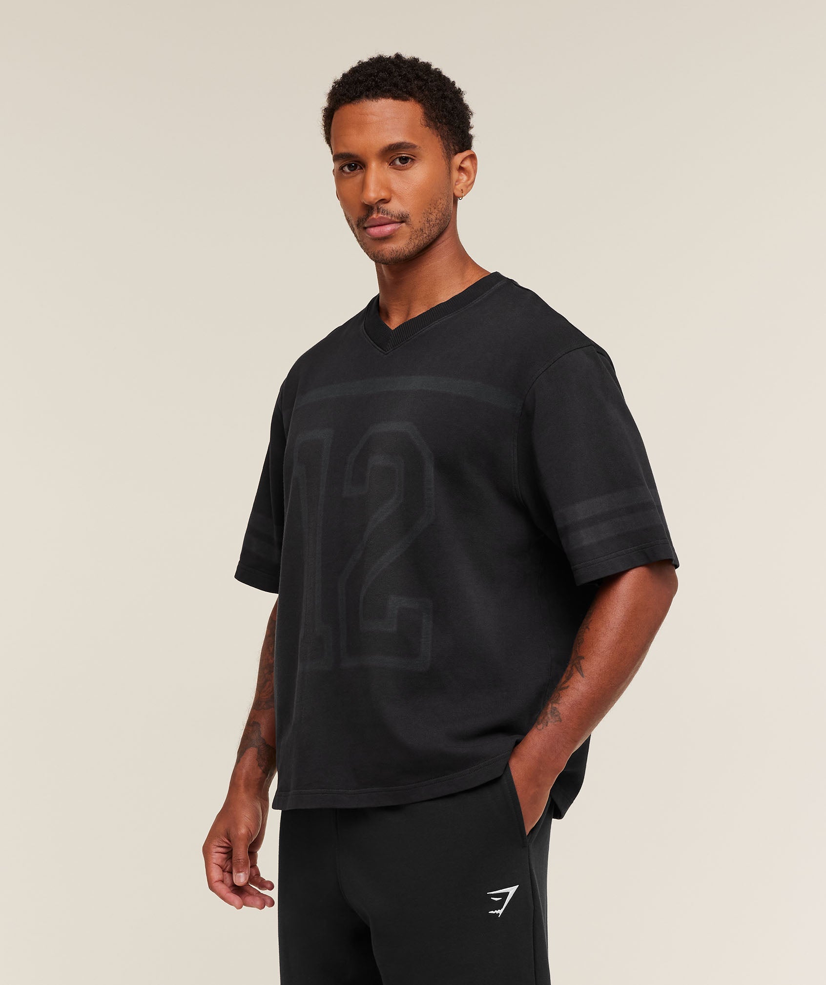 Gymshark Collegiate Washed Jersey T-Shirt Black