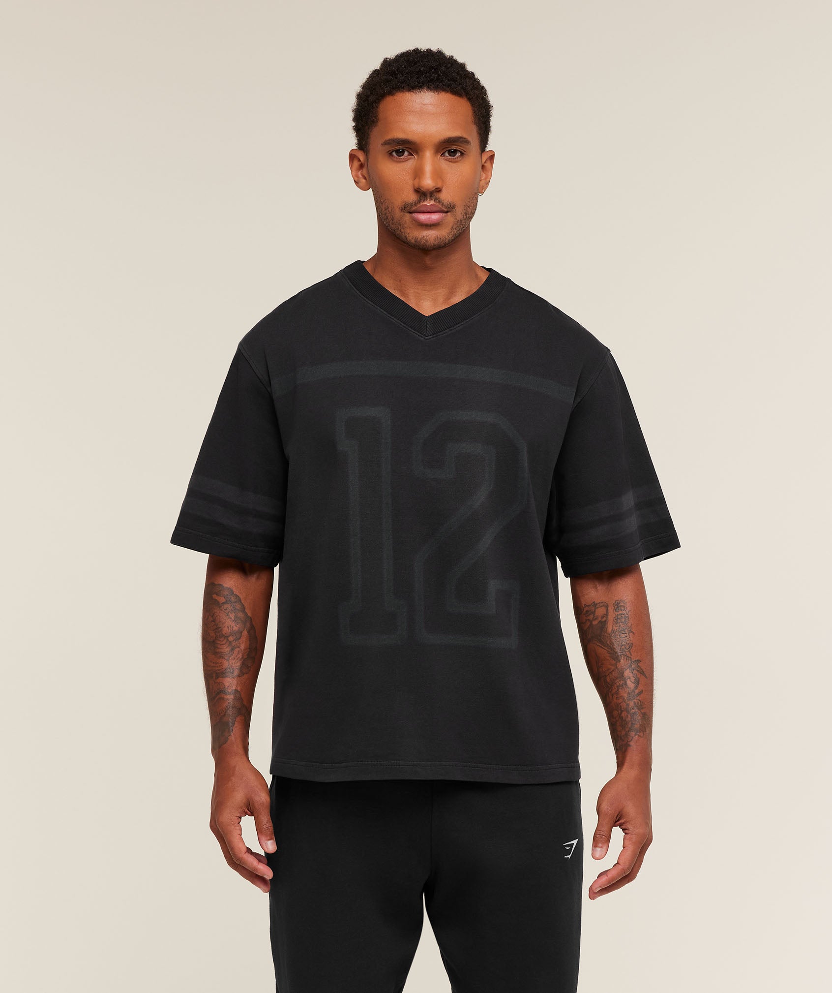 Gymshark Collegiate Washed Jersey T-Shirt Black