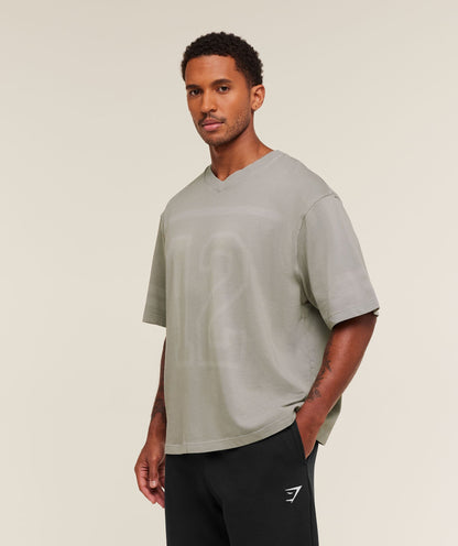 Gymshark Collegiate Washed Jersey T-Shirt Smokey Grey