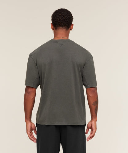 Gymshark Collegiate Washed T-Shirt Asphalt Grey