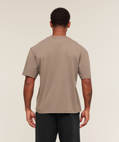 Gymshark Collegiate Washed T-Shirt Soft Brown